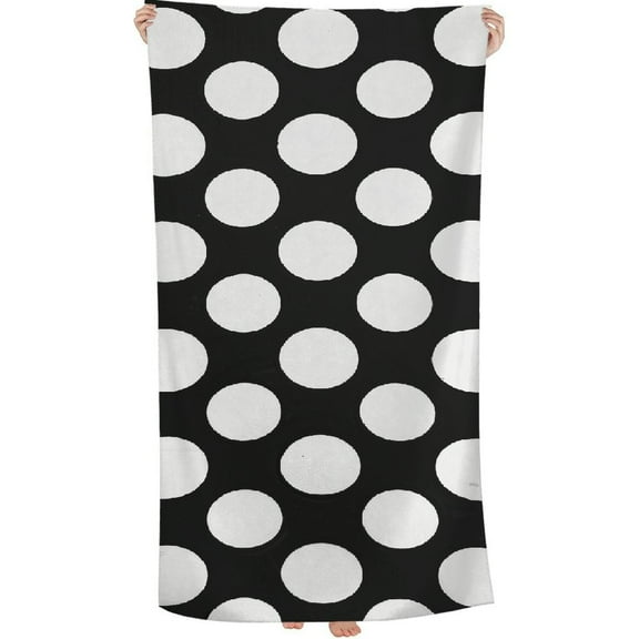 PHYHOO Black and White Polka Dot Pattern Sand Free Oversized Quick Dry Absorbent for Pool Swimming Bathroom 30x60in