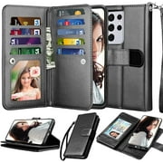 Njjex Wallet Case for Samsung Galaxy S21 Ultra 5G, for Galaxy S21 Ultra Case 6.8", [9 Card Slots] PU Leather ID Credit
