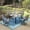 Brown-Gray-42" Square Table, variant on SUMMIT LIVING 5-Piece Outdoor Patio Dining Set with High-Back Swivel Sling Chairs & Round Table for 4-Person with Umbrella Hole, Black & Blue