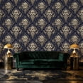 thumbnail image 6 of Baroque Peel and Stick Wallpaper Symmetrical Dark Damask Antique Gold Baroque Florals Wall Mural 17.7in x 9.8ft Self Adhesive Removable Wall Paper Renter Friendly Wallpaper for Bedroom Livingroom Men, 6 of 8