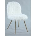 thumbnail image 4 of Roundhill Furniture Ravni Faux Fur Accent Chair Ottoman Set in White/Rose Gold, 4 of 11