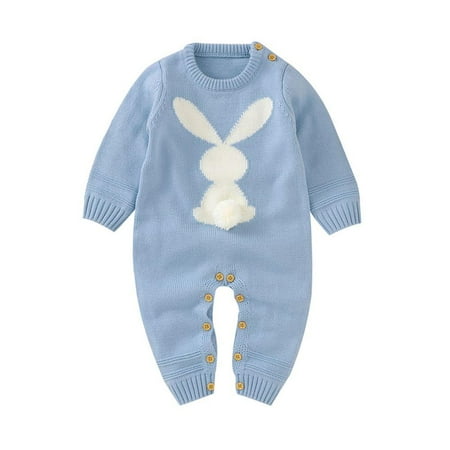 

Newborn Baby Romper Infant Baby Knited Outfits Long Sleeve Jumpsuit for Boys Girls One Piece Overall 0-24M