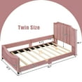 thumbnail image 3 of Bellemave Upholstered Twin Bed Frame, Twin Size Daybed Frame with Classic Stripe Shaped Headboard, Wood Twin Sofa Bed for Bedroom (Pink), 3 of 8