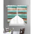 thumbnail image 3 of Turquoise Brown Swag Valances for Windows, Watercolor Modern Abstract Striped Rod Pocket Sheer Valances for Large Windows, Swag Toppers Light Filtering for Kitchen Living Room 2 Panels 36''x45'', 3 of 6