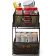 thumbnail image 3 of 2 Tier Metal Mesh Storage Baskets Organizer, Home, Office, Kitchen, Bathroom, Black, 3 of 7