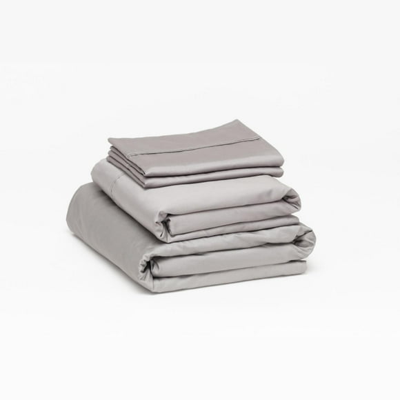 Juego de Sábanas de Algodón tipo Satín Luuna, Sábanas de Cama Frescas y Resistentes, Queen Size gris Queen Size