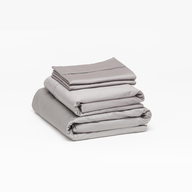 Juego de Sábanas de Algodón tipo Satín Luuna, Sábanas de Cama Frescas y Resistentes, King Size gris King Size