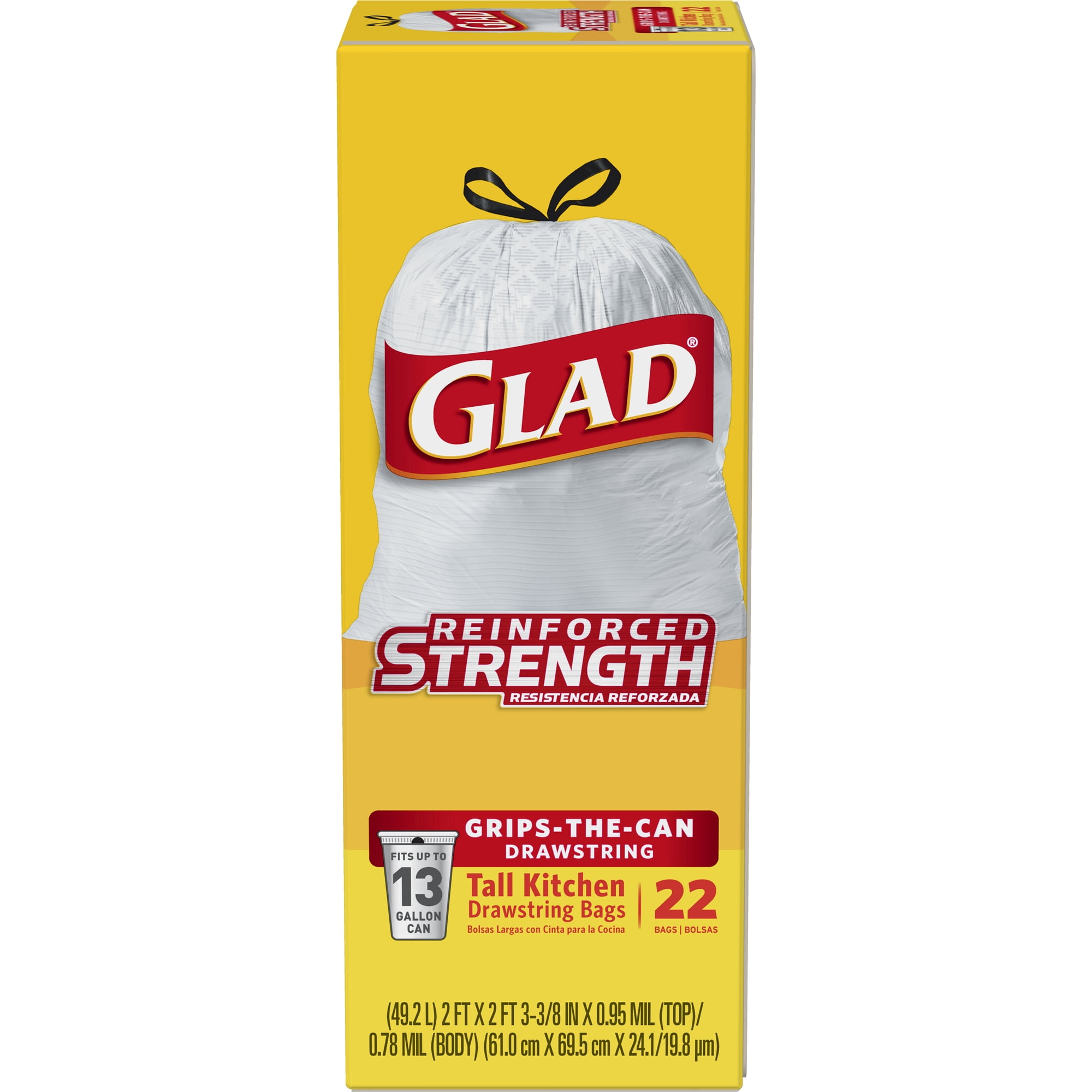 Glad Tall Kitchen Drawstring Trash Bags 13 Gallon 22 ct