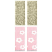 Unique Bargains 4 Pcs Cute Floral Cotton Soft Towels 14 x 30 Inch Pink/Khaki