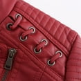 thumbnail image 4 of SWSMCLT Women's Leather Jacket Faux Suede Jacket Long Sleeve Streetwear Motorcycle Fall Fashion Hoodless Outerwear Red 4-6, 4 of 5