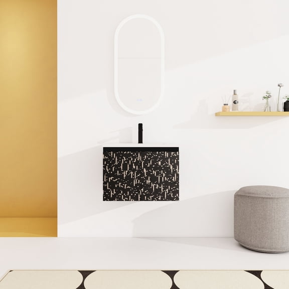24'' Wall-Mounted Bathroom Vanity | Provide Peaceful Start & Ample Storage | Paint-Free Plywood with Soft-Close Hinges | Reduce Environmental Impact