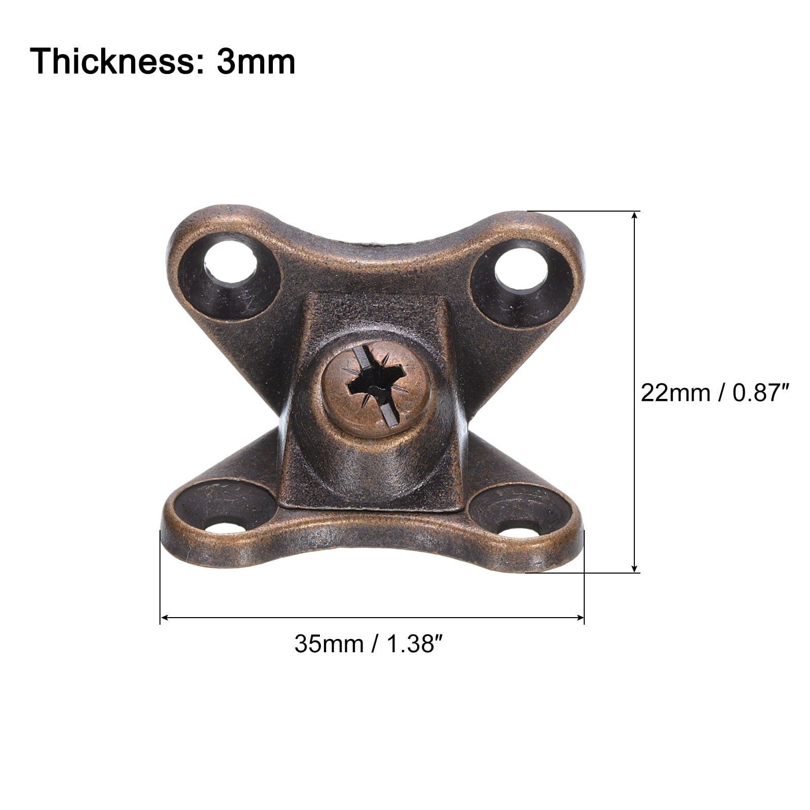 Uxcell Removable Corner Brace Metal Butterfly L Brackets Right Angle Support Screws for Shelves Cabinets 16pcs Red Bronze