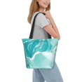 thumbnail image 2 of Cauagu Teal Turquoise 1 Print Canvas Aesthetic Tote Bag for Women Beach Bag Shopping Bags Shoulder Bag Reusable Grocery Bags, 2 of 7