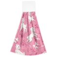 thumbnail image 7 of Haosy 2 Pack Kitchen Wash Cloths with Hanging Loops Absorbent Absorbent Quick Drying Hand Towels, White Dogs on Pink Grass, 7 of 7