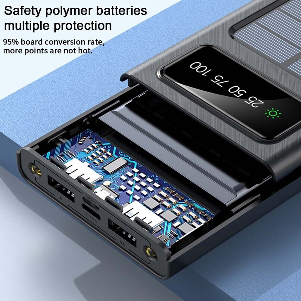 Waterproof Solar Power Bank 9000000mAh Portable External Battery Charger