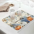 thumbnail image 3 of Fall Blue Pumpkins Dish Drying Mat for Kitchen Counter, Retro Botanical Fall Baby Bottle Microfiber Drying Pad, Orange Thanksgiving Absorbent Coffee Cup Dishes Drainer Mats, 3 of 4