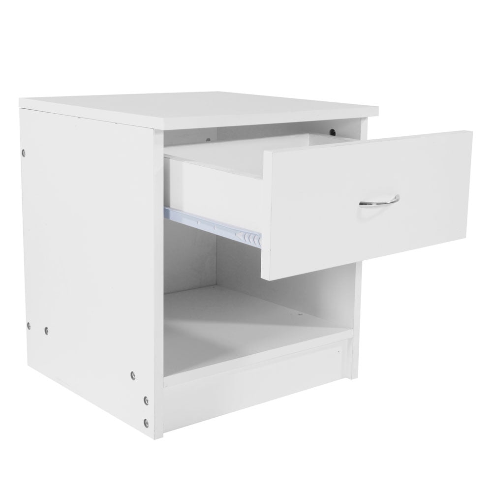 Lowestbest One Drawer Night Stand, Side Table for Living Room and Bedroom with Curved Handle, White Lowestbest One Drawer Night Stand, Side Table for Living Room and Bedroom with Curved Handle, White