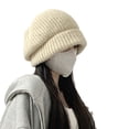 thumbnail image 5 of SikaFu Wool Hat Women In Autumn And Winter Big Head Circumference Loose Knitted Pile Hats Suo Yan Showed Face Cold Hat, 5 of 6