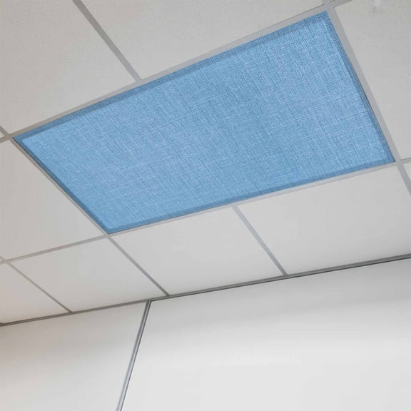 Blue Burlap Texture Magnetic Fluorescent Light Covers for Ceiling Lights 2 x 4 Feet, Farmhouse Vintage Blue Office Classroom Kitchen Drop Ceiling Light Covers Lighting Filters Shade Panel 1 Pack