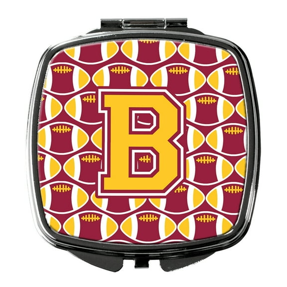 Letter B Football Maroon and Gold Compact Mirror
