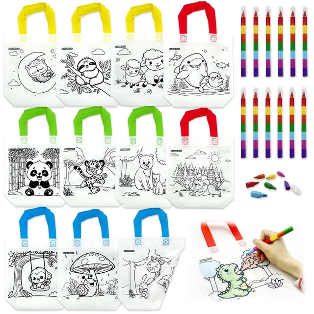 Bolsas de regalos para colorear HahaMagic 12 con 12 crayones para niños