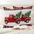 thumbnail image 3 of Red Truck Christmas Outdoor Waterproof Pillow Covers, Red Black Plaid Xmas Tree Wooden Decorative Square Throw Pillowcase Sofa Cushion Sham for Patio/Couch/Chair, 16"x16" 2 Pack, 3 of 8