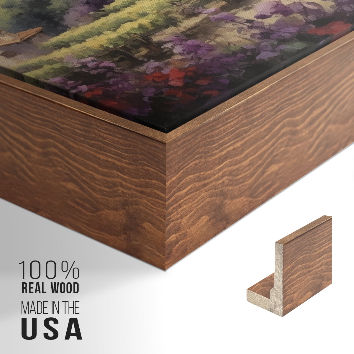 Vintage Landscape-CCLIII By Wexford Home Framed in Walnut Wood Gallery Wrapped Canvas 27 in. x 41 in.