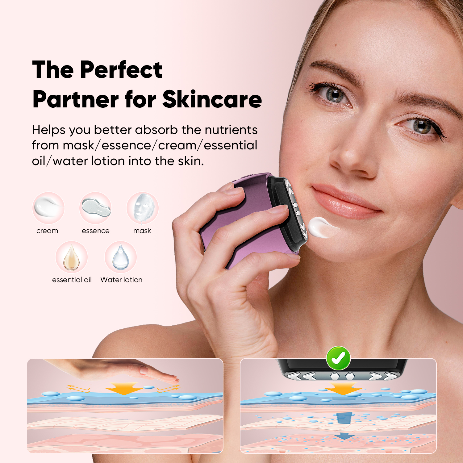 NuDewy Microcurrent Facial Device Skin Care Home Facial Device High Frequency Facial Device Plug-in Facial Massager for Facial Neck Lifting, Firming, Toning, Wrinkle Puffiness Reduction