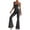 Grey, variant on Womens Flare Jumpsuit Tummy Control Leopard Seamless Romper Workout Outfit Sleeveless Bodysuit