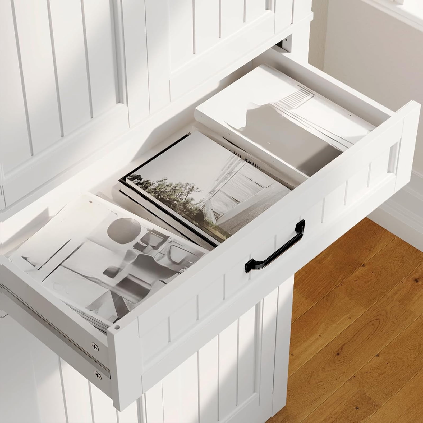 Aiho 71" Kitchen PantryStorage Cabinet with 4 Doors and 4 Adjustable Shelves, White