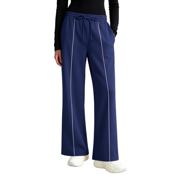 UVN Sweatpants for Women Casual Wide Leg Baggy Pants Straight Long Trousers High Waist Drawstring Workout Pants with Pockets