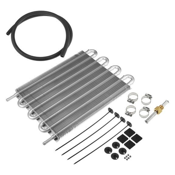 1 Set 8 Row Universal Transmission Oil Cooler Trailers Truck RV Trans Oil Cooler with Hose Silver Tone