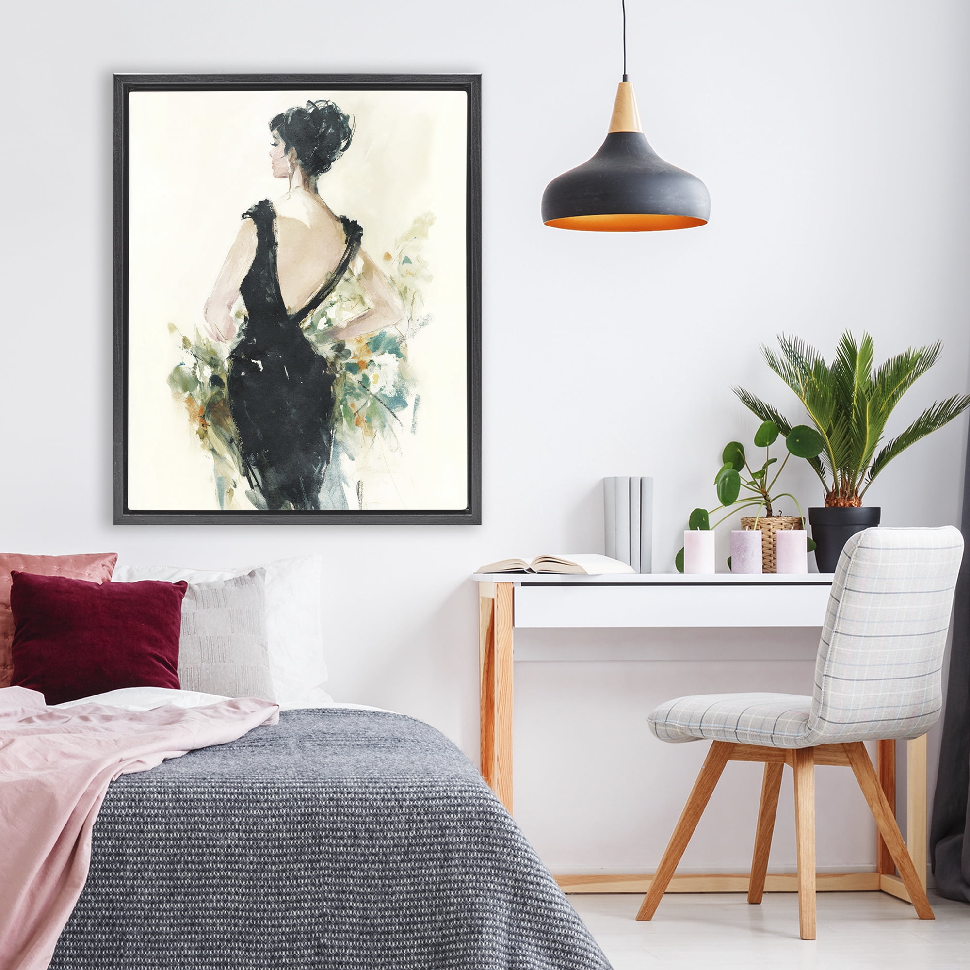 Stupell Industries Backless Reverie Gown Black Framed Floater Canvas Wall Art, design by Svetlana Aleynikova