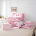 thumbnail image 6 of jejeloiu Initial Letter G Bedding Comforter Set 7pcs,Chic Bow Knot Queen Bedding Sets,Pink Sequin Print Queen Sheet Sets For Girl,Breathable Bedroom Decoration Reversible, 6 of 8