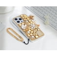 thumbnail image 6 of for iPhone 14 Plus Bling Case,3D Cute Diamond Glitter Sparkle Crystal Rhinestone Women Girls Pumpkin Car Love Pendant Clear Bumper Protective Cover for iPhone 14 Plus 6.7 inch,Gold, 6 of 9