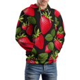thumbnail image 5 of Strawberry Black Background Pattern 3D Print Hoodie Men Women Autumn Thin Pullover Sweatshirt Vintage Streetwear Tops, 5 of 6