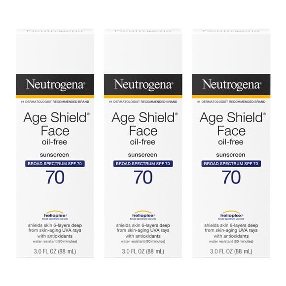 Protector solar Neutrogena Age Shield Face SPF 70 90 ml (paquete de 3)