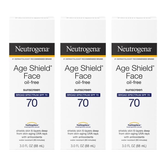 Protector solar Neutrogena Age Shield Face SPF 70 90 ml (paquete de 3)