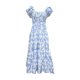 thumbnail image 5 of Vestido de Manga Corta para las Mujeres, un Hombro Puff Manga Cintura Alta Empalme Impresión Vestido Casual Hecho de Seda para Primavera Verano, Vestido de Verano para las Mujeres, 5 of 8