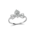 thumbnail image 2 of FB Jewels 10kt White Gold Womens Round Prong-set Diamond Oval Cluster Baguette Ring 1/10 Cttw, 2 of 3