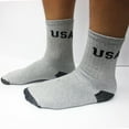 thumbnail image 6 of 12 Pairs Mens Crew USA Socks Sports Athletic Cushioned Soccer 9-11 Cotton Grey, 6 of 6