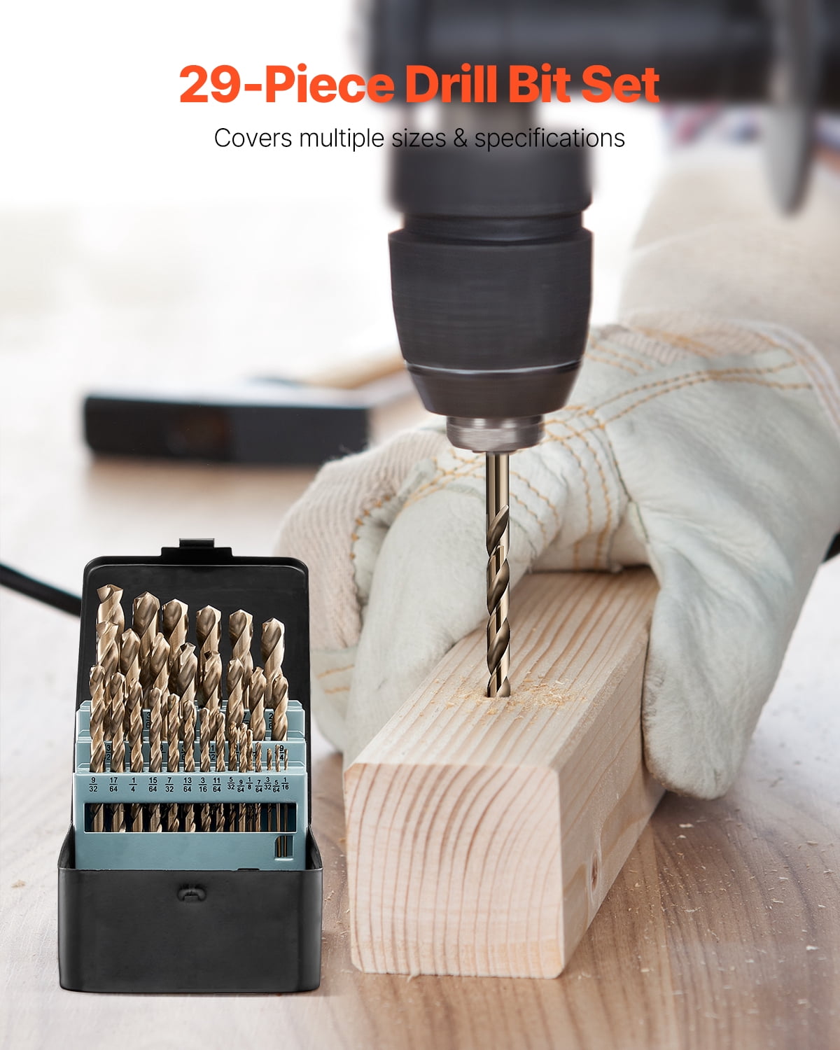 VEVOR Cobalt Drill Bit Set, 29 Pcs, M35 High Speed Steel Cobalt Drill Bits with Storage Case, for Drilling Metal, Stainless Steel, Aluminum Alloy, Wood, Plastic, for Professional Work and Home DIY