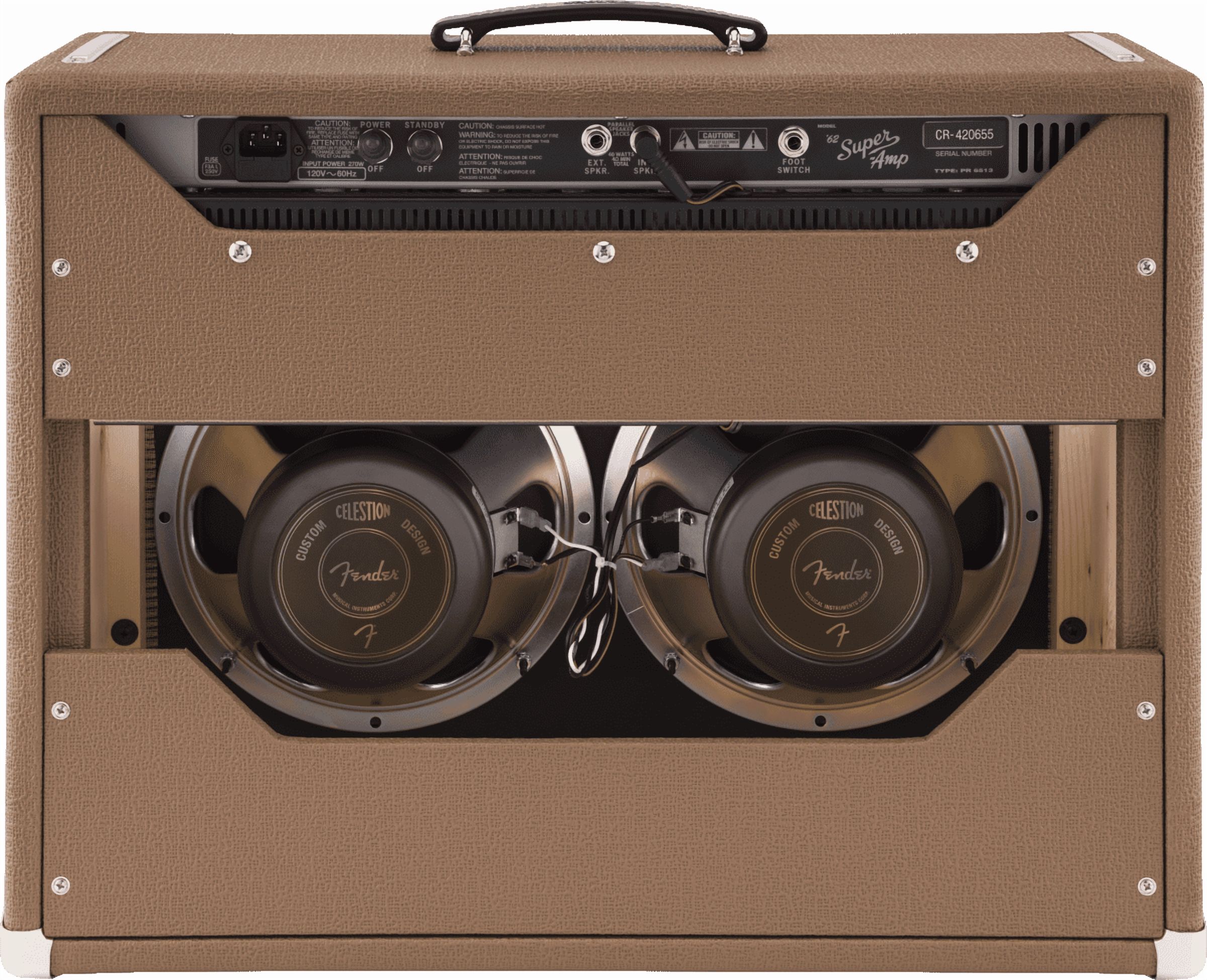 Fender '62 Super Amp Electric Guitar Tube Combo Amplifier, 40W, Brown Panel