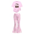 thumbnail image 4 of Trendfront Girls Bowknot Print Outfit Set Crew Neck Short Sleeve Shirt Summer 2 Piece Casual Fashion Playwear Set for Girls Trendy Clothing Style Clothes Set, 4 of 5