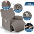 thumbnail image 5 of KINCAM Recliner Chair Covers with Pockets, 3 Pieces Solid Furniture Armchair Slipcovers, Taupe, 5 of 10
