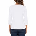 thumbnail image 3 of Women's 3/4 Sleeve Crew Neck Cotton T Shirts Soft Stretchy Casual Daily Wear Layering Tops Classic Fit, 3 of 8