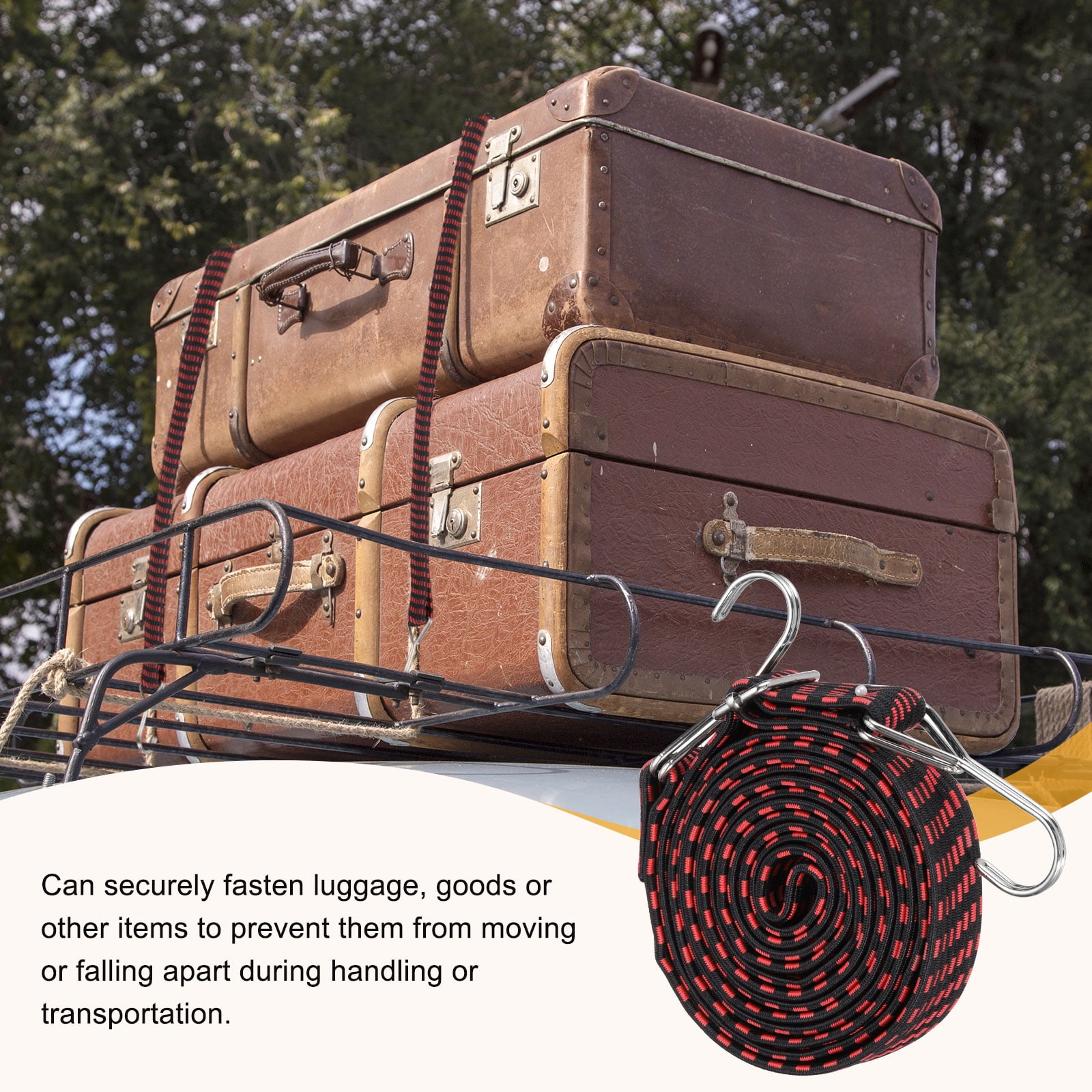 Uxcell 118" Adjustable Bungee Cords with Stainless Steel Hook, 2Pcs Heavy Duty Outdoor Elastic Bungee Strap for Securing Luggage Moving Cargo, Red