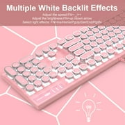 MageGee Retro Punk Backlit USB Gaming Keyboard, Pink