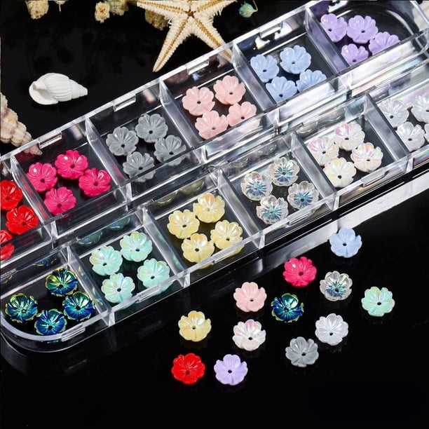 60 piezas Flor Mariposa Nail Art Charms Glitter Calcomanías Decoración 3D Nail Flower Diseño plano Acrílico Nail Art para mujeres DIY Manicura Joyería Salón Accesorios de uñas Suministros Xemadio HMHZ355-4