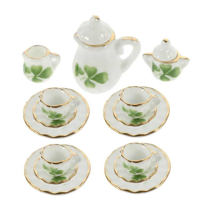 Juego de té para casa de muñecas, Mini tazas de té y platillos, decoración para casa de muñecas, accesorios para casa de muñecas, recuerdo de fiesta de té, 1 Juego